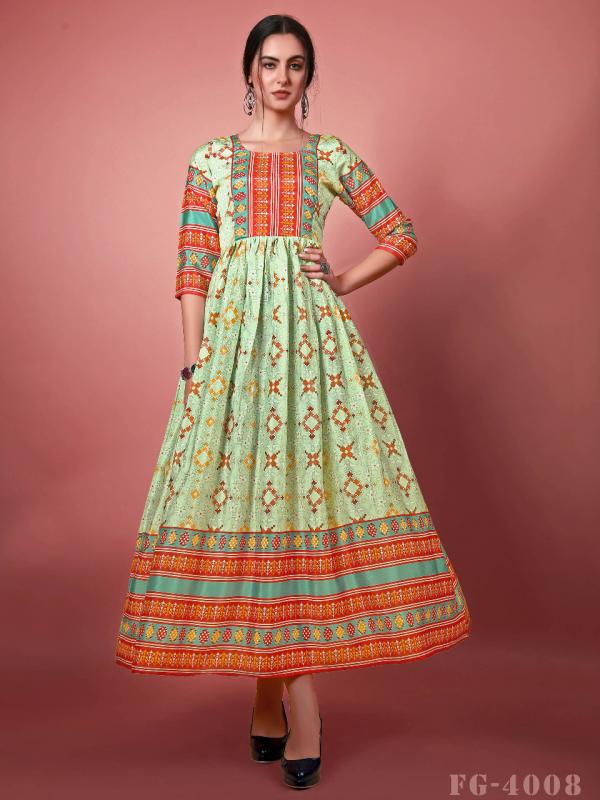 Fg Jennifer 4006 Fancy Chinon Anarkali Long Kurti Collection